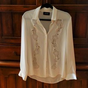 The Kooples white button up floral blouse